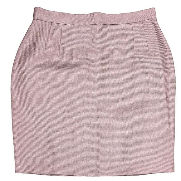 Vintage Valentino Miss V Wool Pink and Gray Striped Skirt 46 / 12 - Picture 1 of 8